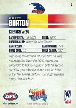 2010 Select AFL Champions #7 Brett Burton Back